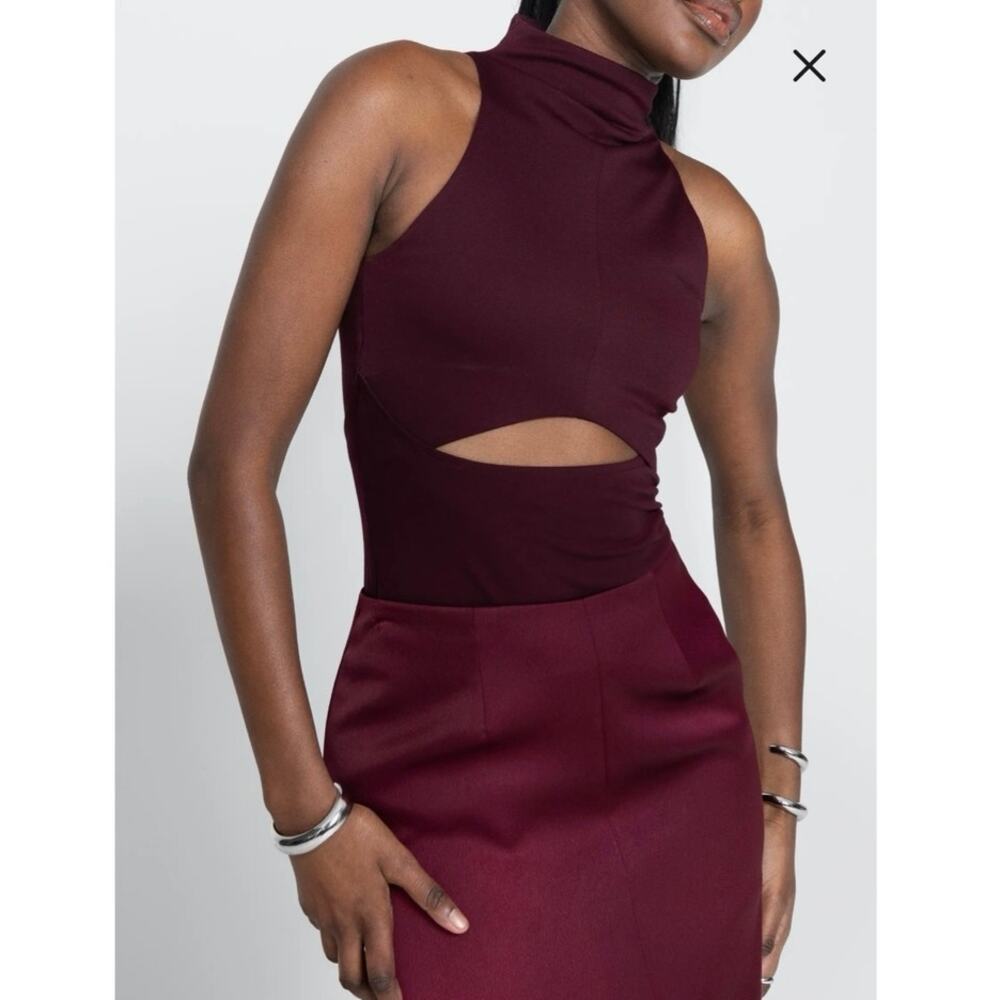 NWOT ISRAELLA KOBLA Terasu Cutout Mock Neck
Sleeveless Top in Burgendy SZ M